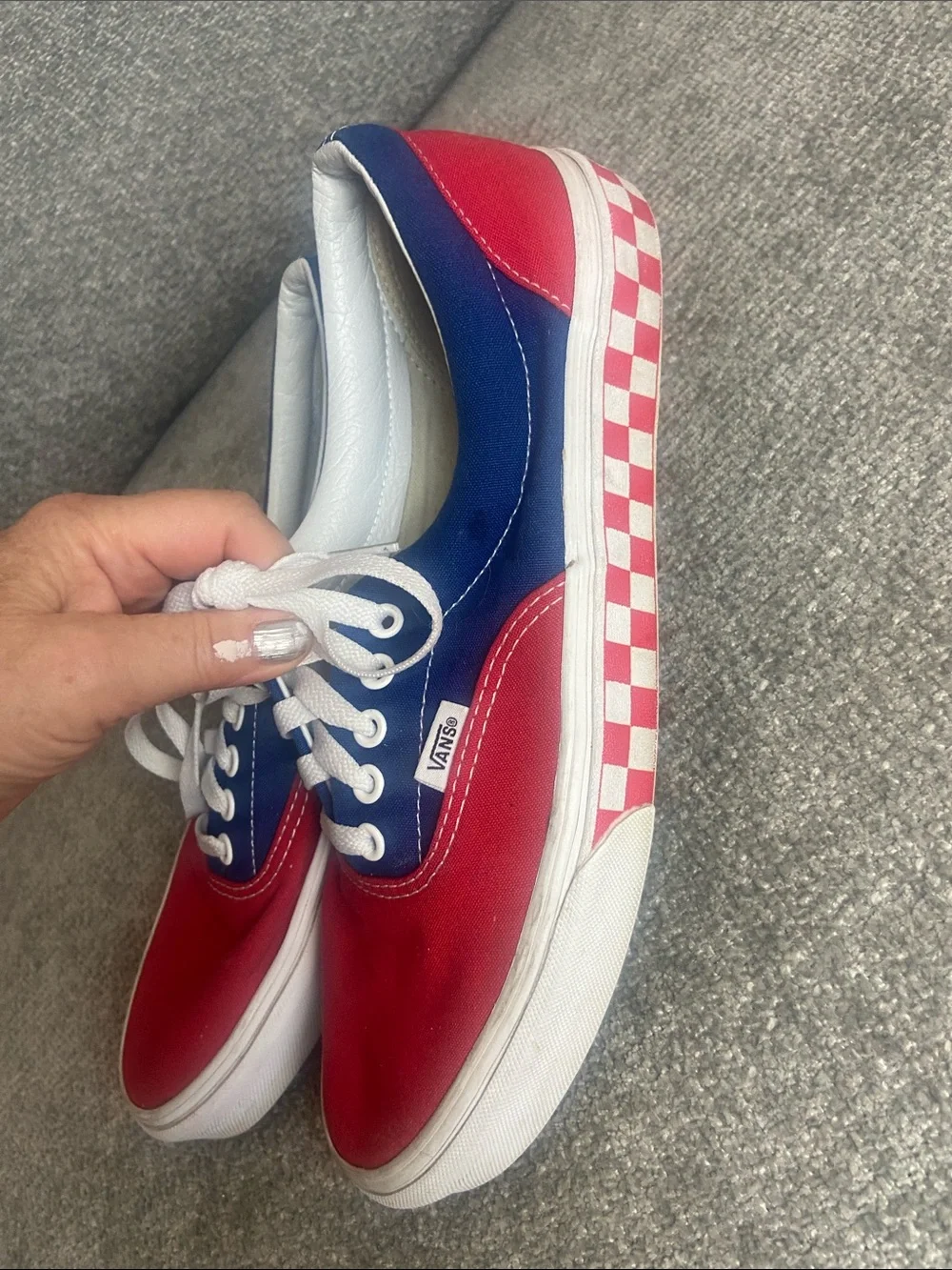 Vans Two-Tone Red and Blue Low-Top Canvas Sneakers Men’s size 10